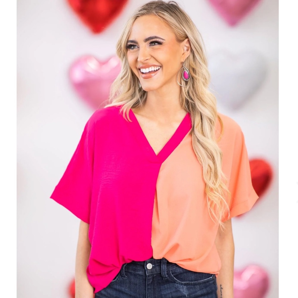 Haptics | Color Block V Neck Top